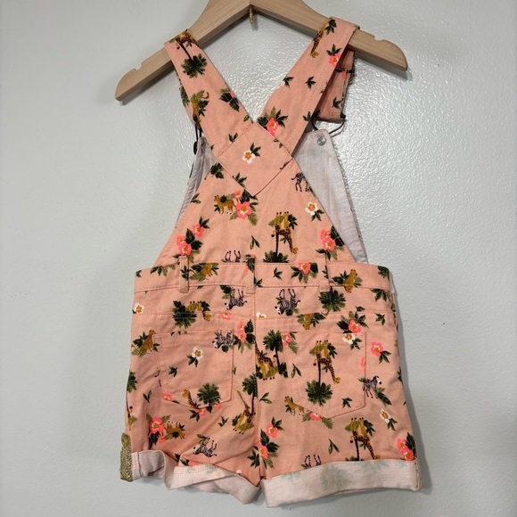 Zoo Safari Print Toddler Girl Overall Shorts Size 4T - Picture 5 of 6